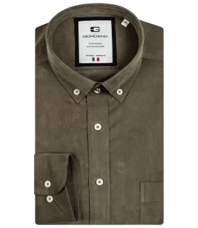 Giordano Tailored 227805-70 Giordano heren overhemd modern fit donkergroen fijn ripje