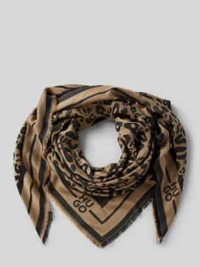 HUGO Sjaal met franjes, model 'Alyin' in beige